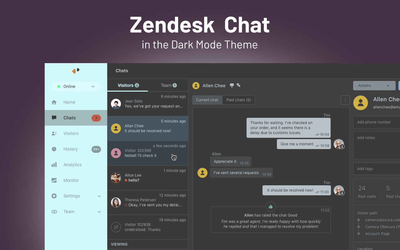 Zendesk Dark Mode Theme - 截图 5