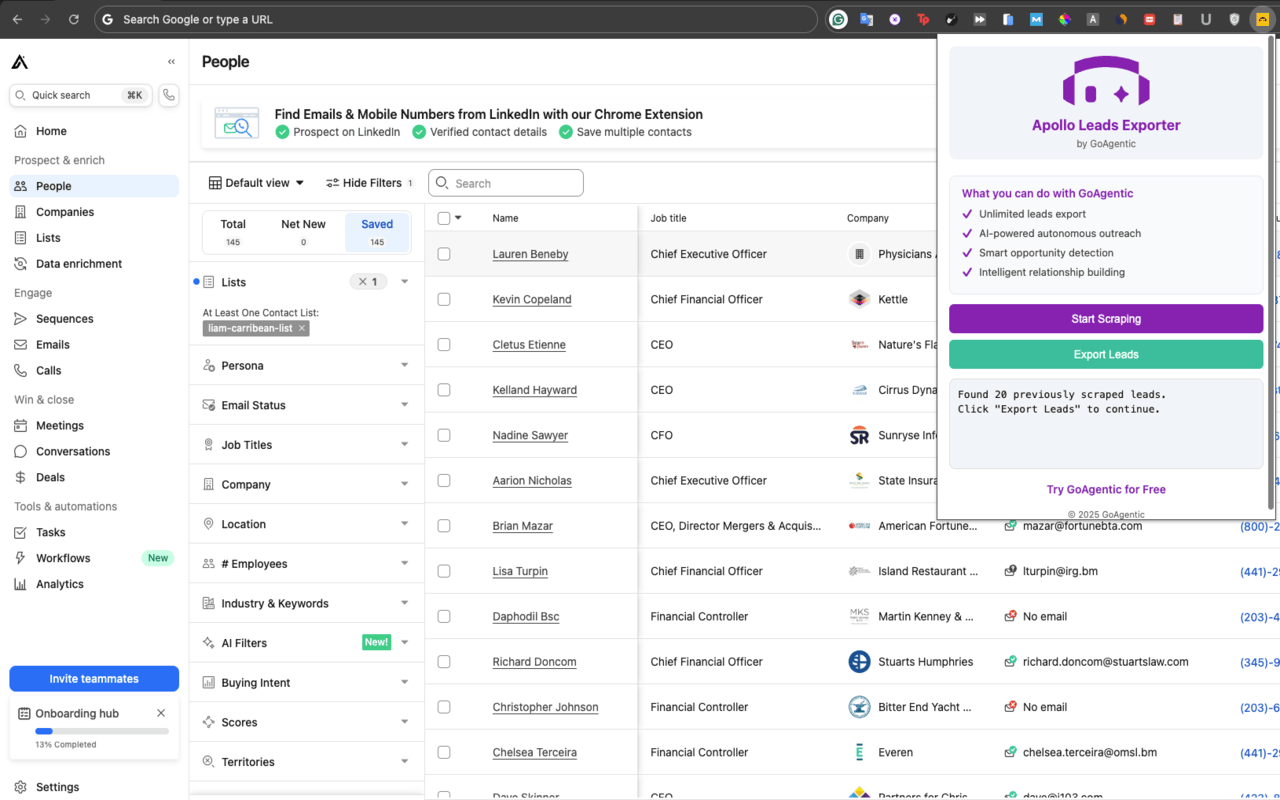 Free Apollo Leads Export & Contact Scraper - 截图 1