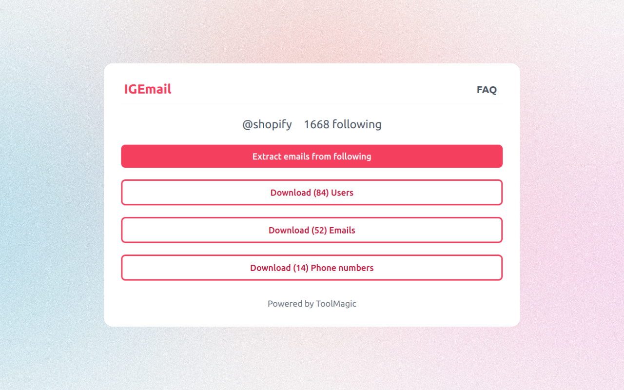 IEmail - Instagram™ 电子邮件提取器 - 截图 1