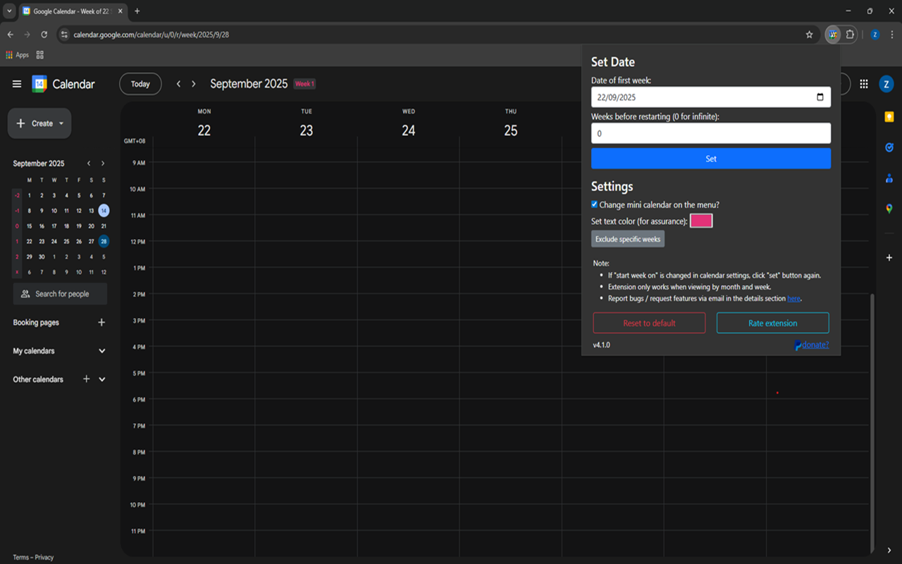 Custom Week Number - Google Calendar - 截图 2