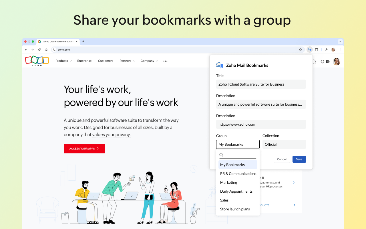 Zoho Mail Bookmarks - 截图 5