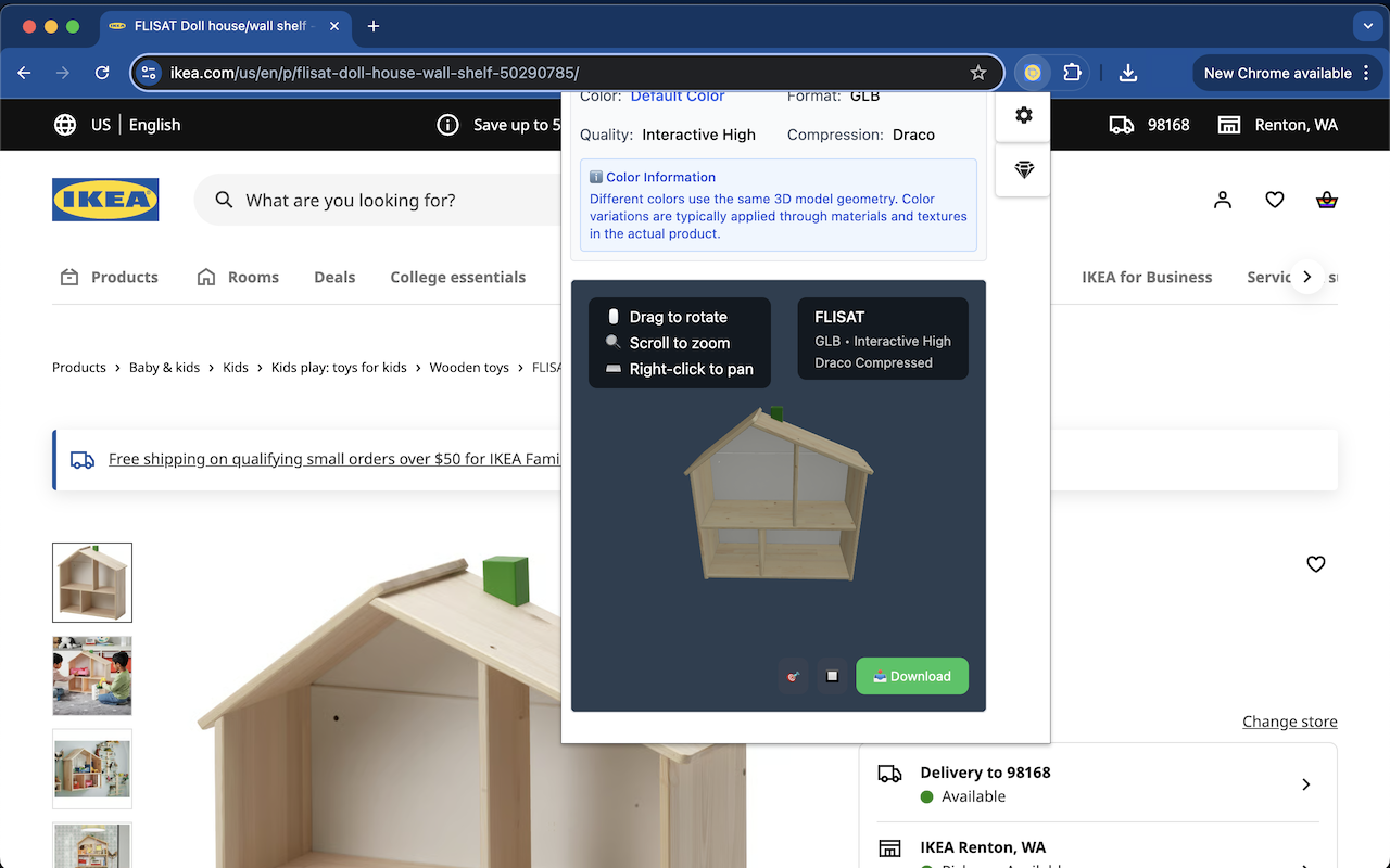 IKEA 3D模型下载器 - 下载GLB/GLTF 3D模型 - 截图 3