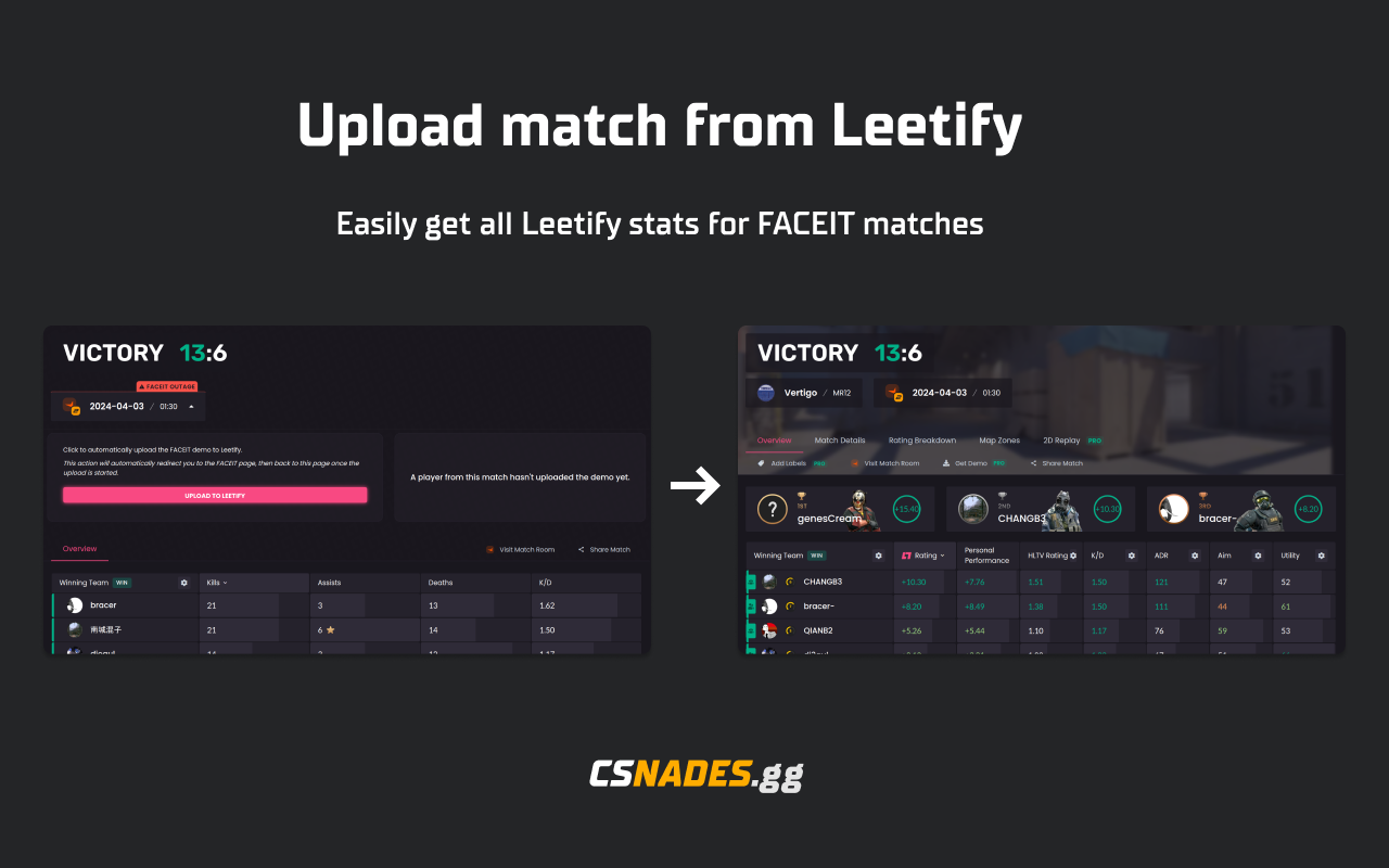 FACEIT to Leetify Demo Uploader by CSNADES.gg - 截图 2