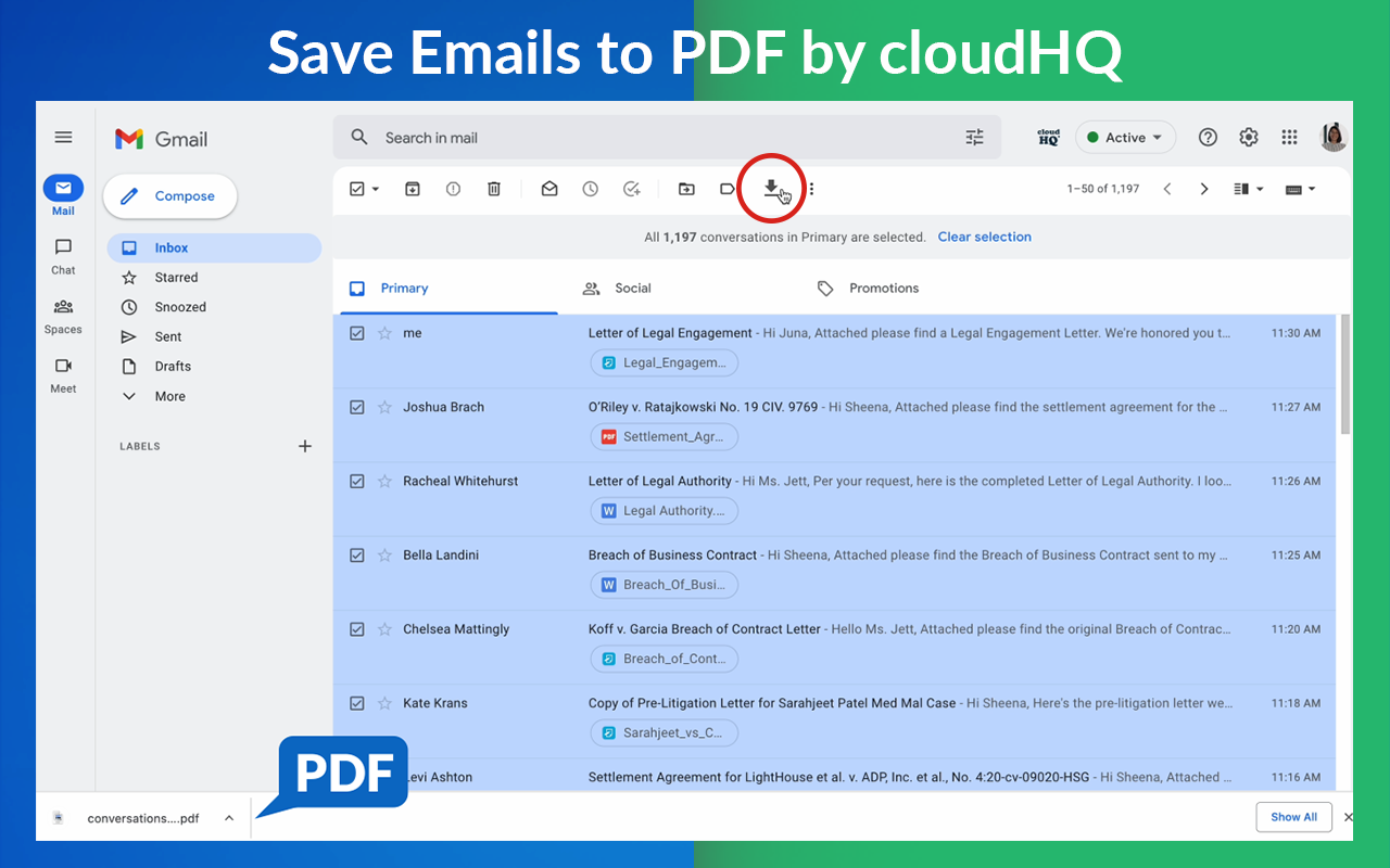 Save Emails as PDF by cloudHQ - 截图 3
