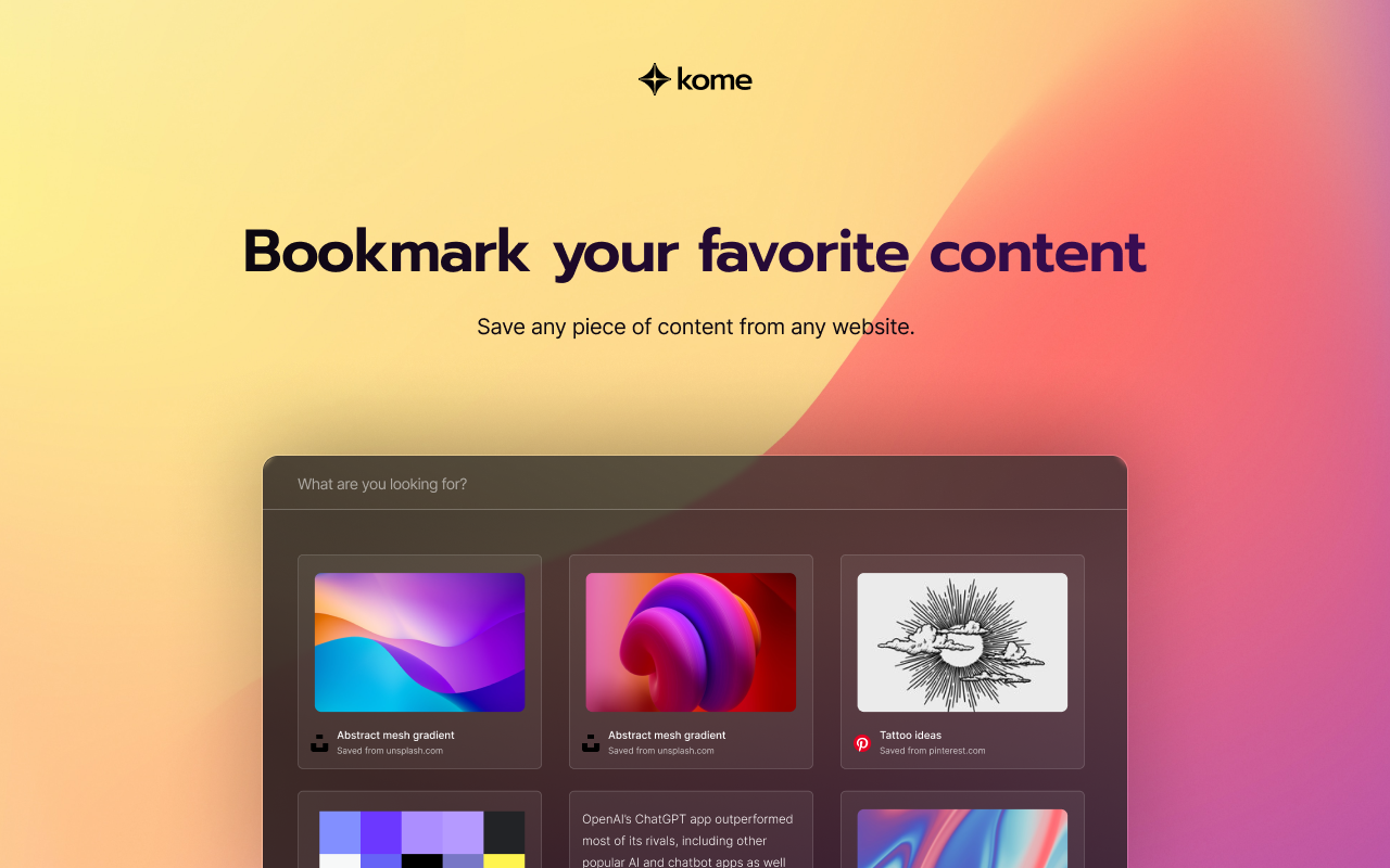 Kome: AI Summary and Bookmark App - 截图 3