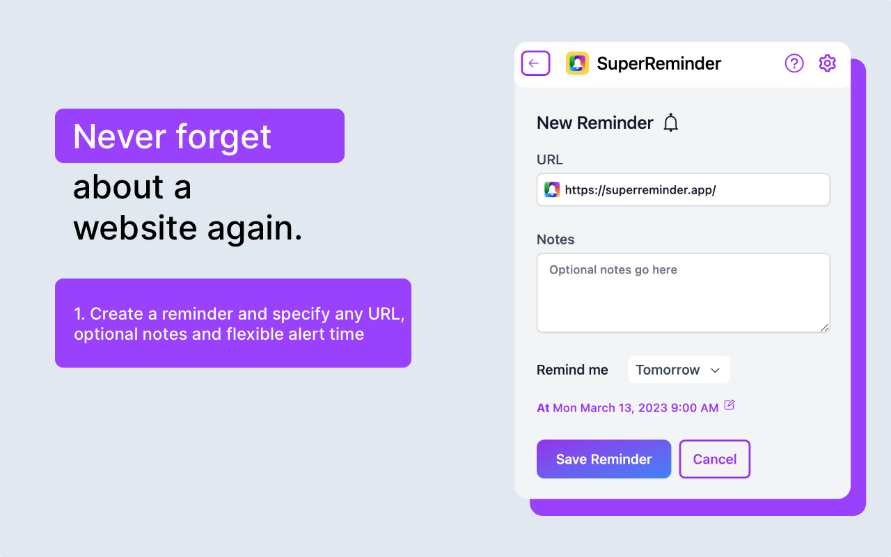 SuperReminder - Reminder of websites - 截图 3