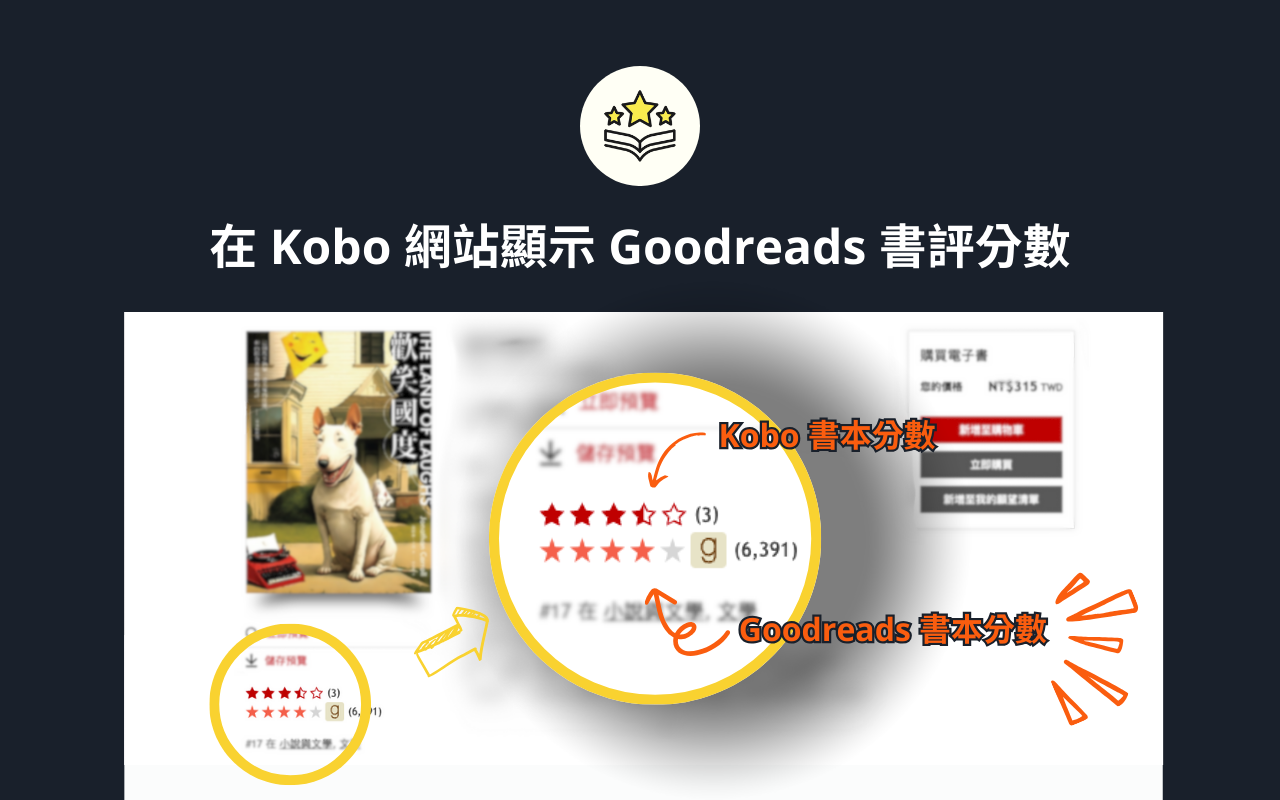 顯示書評分數 | 在 博客來,讀冊,Kobo,Pchome書店顯示 Goodreads 書評分數 - 截图 5