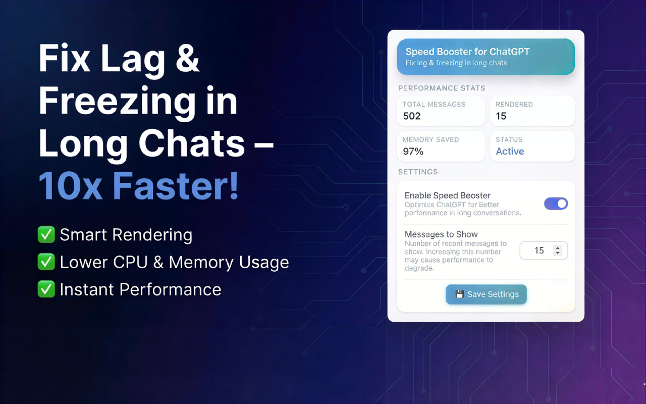 Speed Booster for ChatGPT – Fix Lag & Freezing in Long Chats - 截图 1