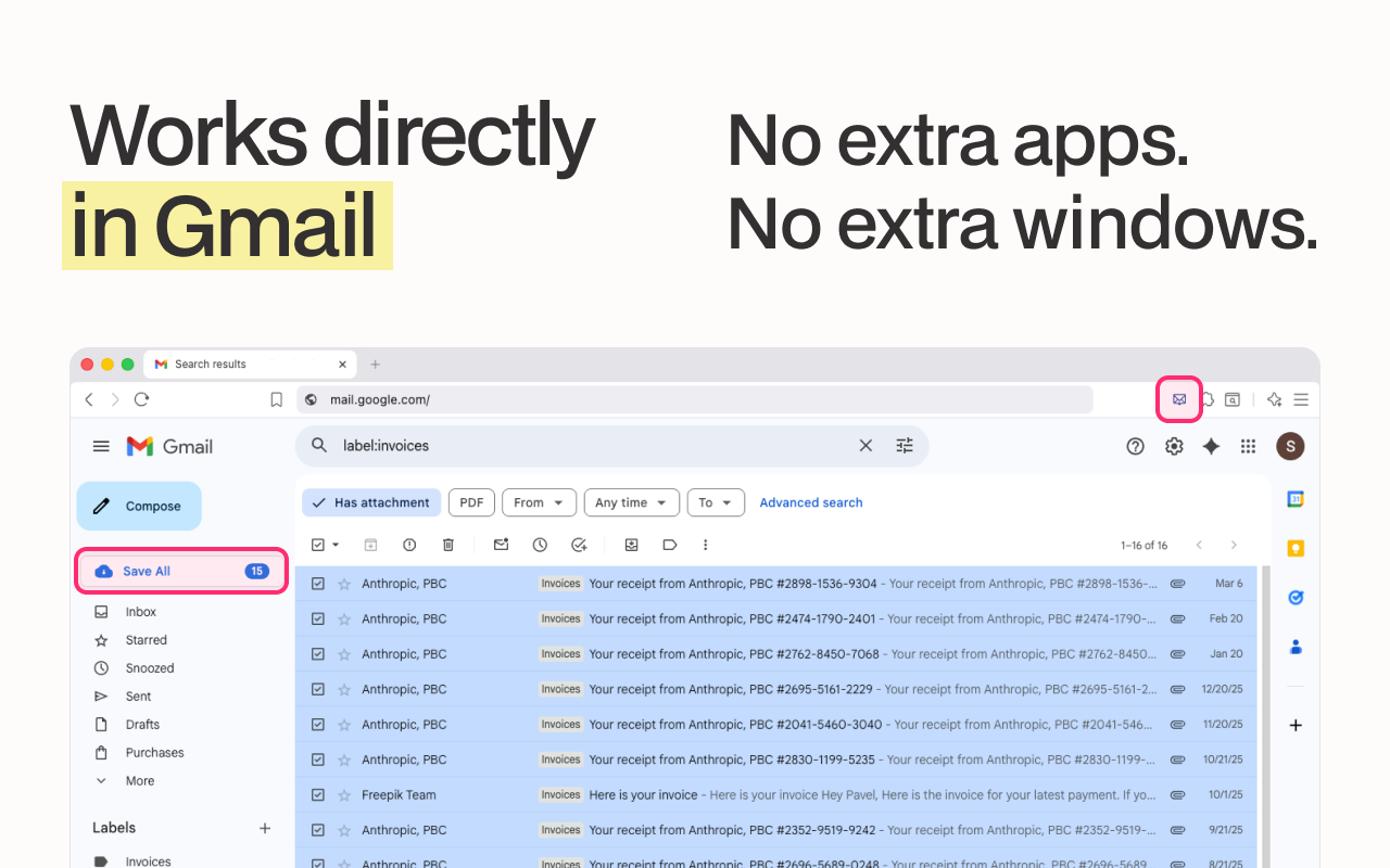 Bulk-Save Gmail Attachments - 截图 3