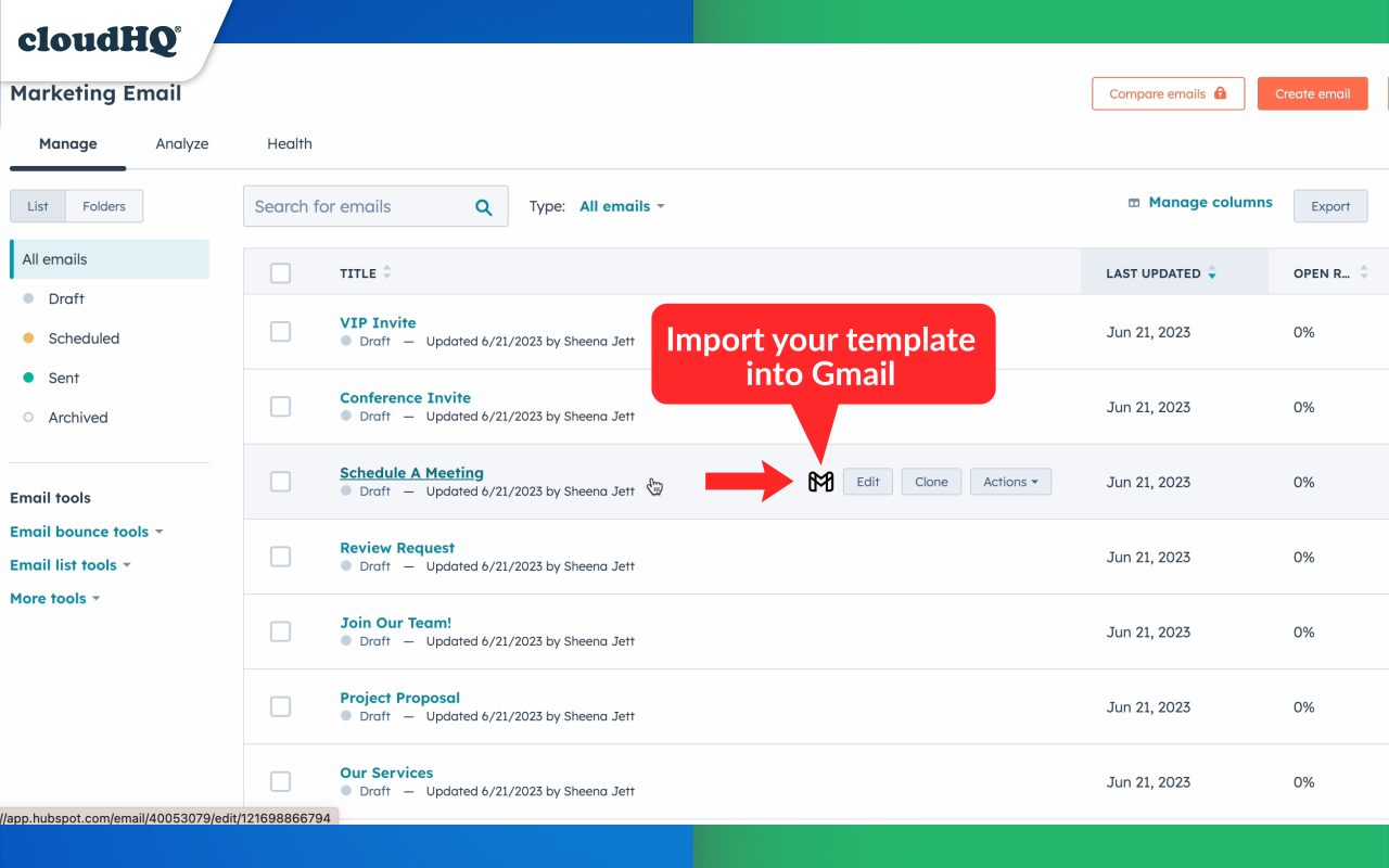 HubSpot Templates for Gmail™ by cloudHQ - 截图 2