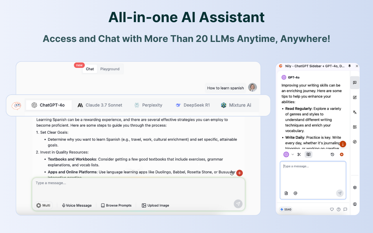 Nily: AI Sidebar with all LLMs (ChatGPT, DeepSeek, Gemini, Claude & more) - 截图 5