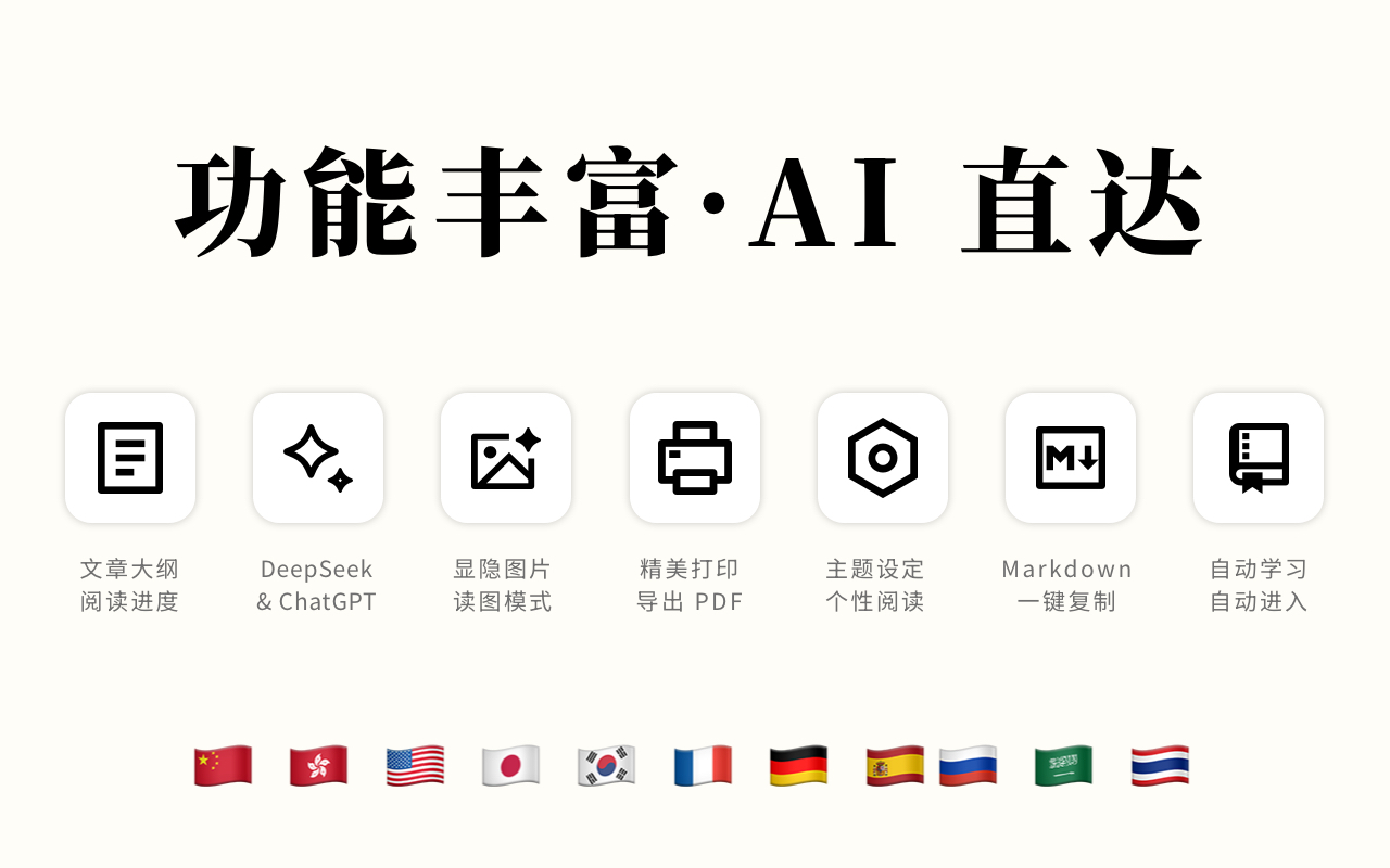 阅读模式 Reader Mode - 沉浸式阅读与AI总结 - 截图 2