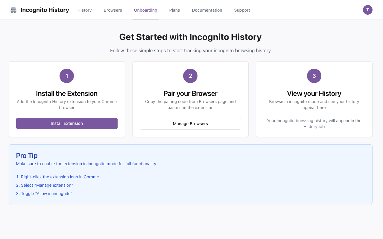 Incognito History - 截图 2