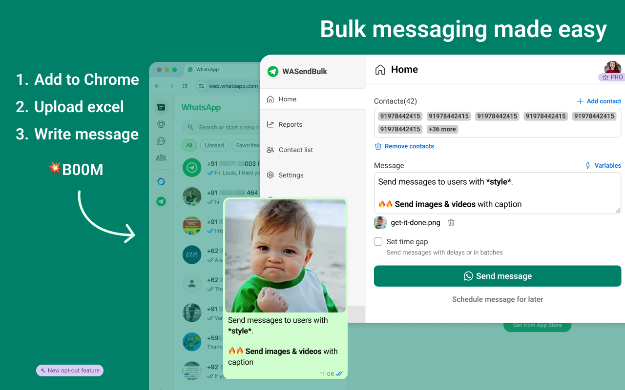 WASendBulk Bulk WhatsApp Sender for FREE - 截图 1