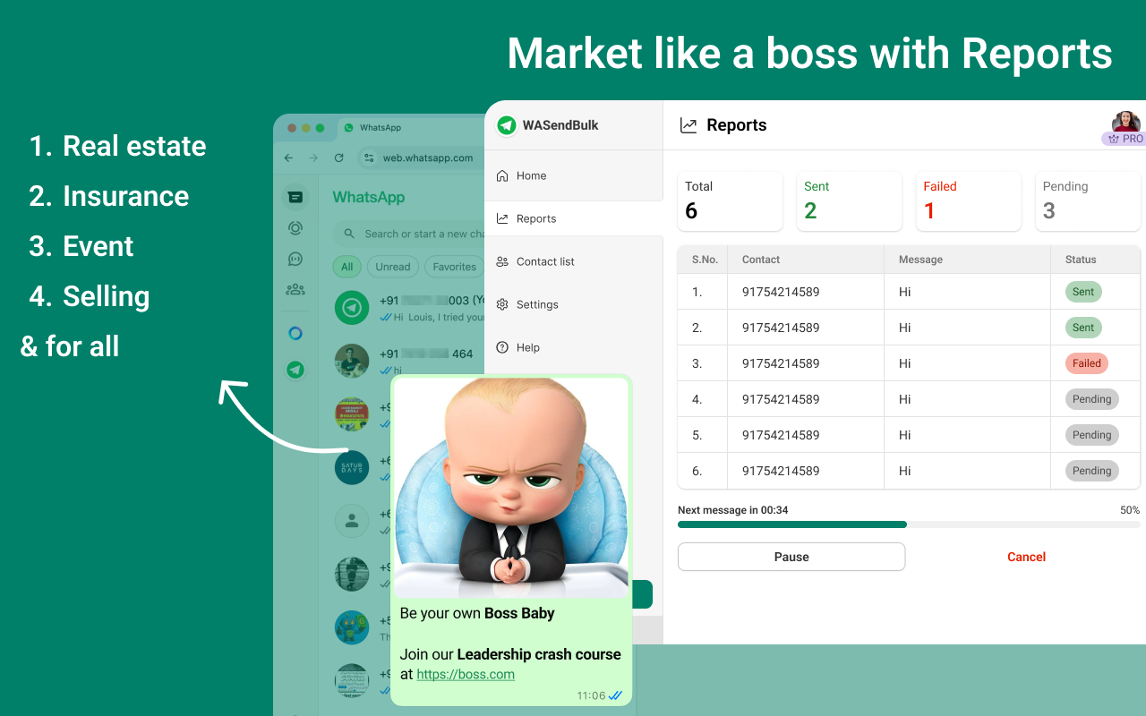 WASendBulk Bulk WhatsApp Sender for FREE - 截图 2