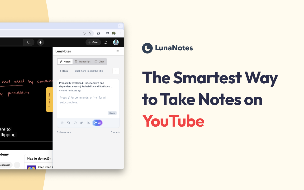 LunaNotes - Take notes on YouTube - 截图 3