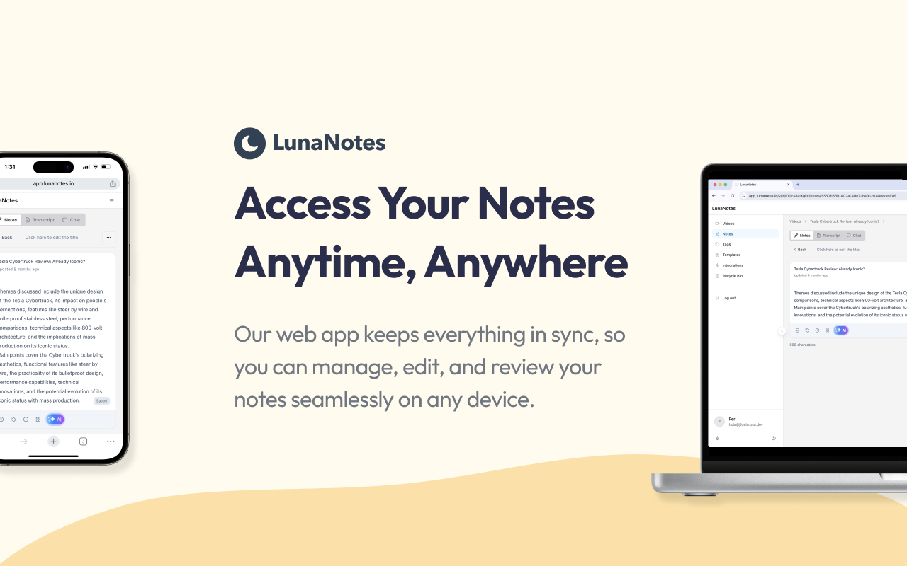 LunaNotes - Take notes on YouTube - 截图 4