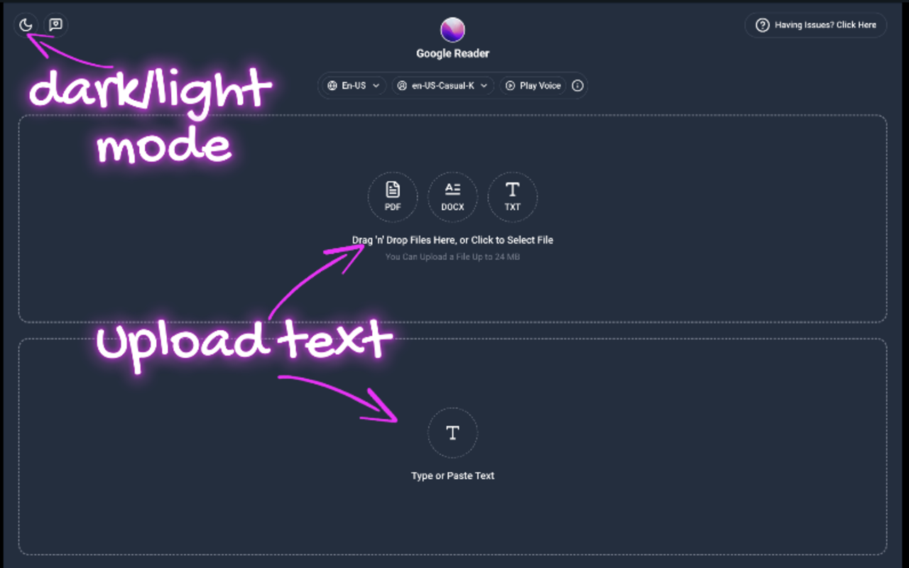 Google Reader: Free AI Text to Speech with Natural Voices, TTS - 截图 2