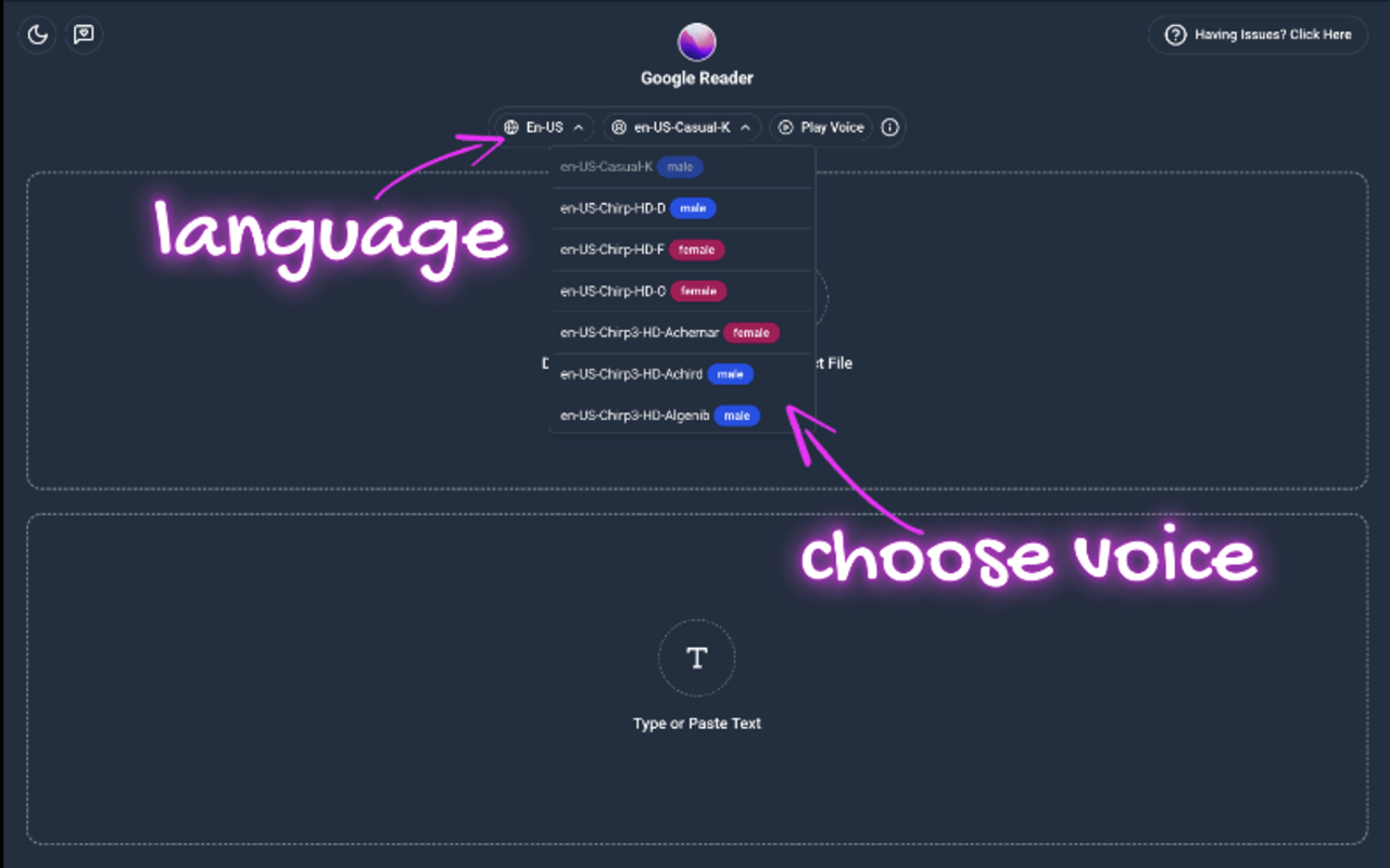 Google Reader: Free AI Text to Speech with Natural Voices, TTS - 截图 5