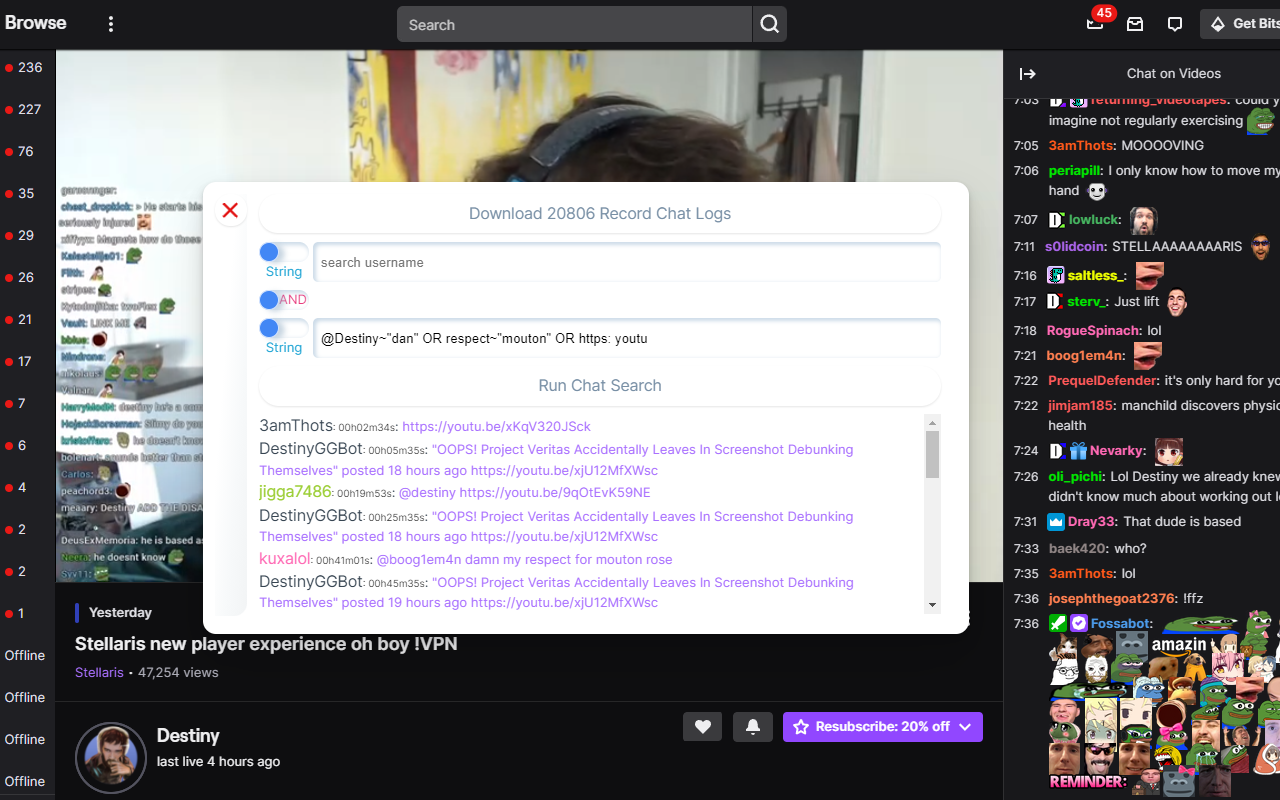 Twitch VOD Chat Search - 截图 3
