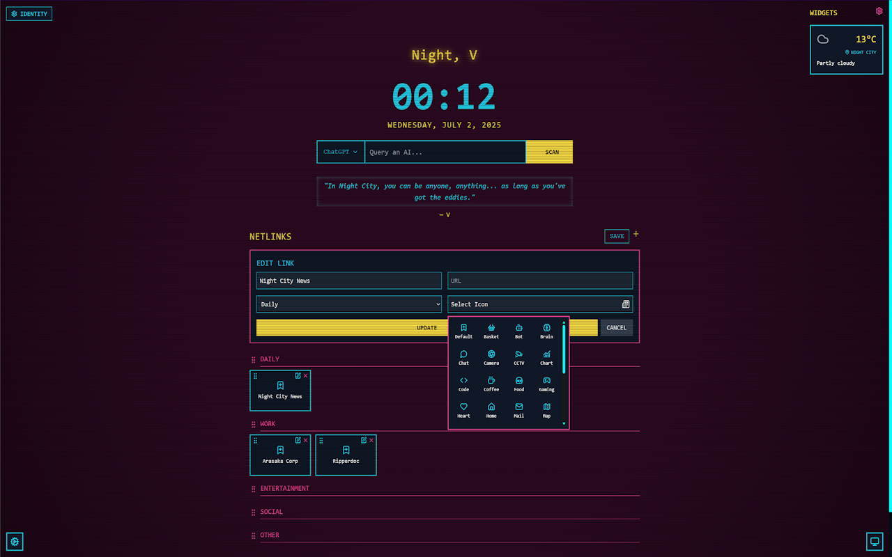 Cyberpunk 2077 Themed Homepage - 截图 1