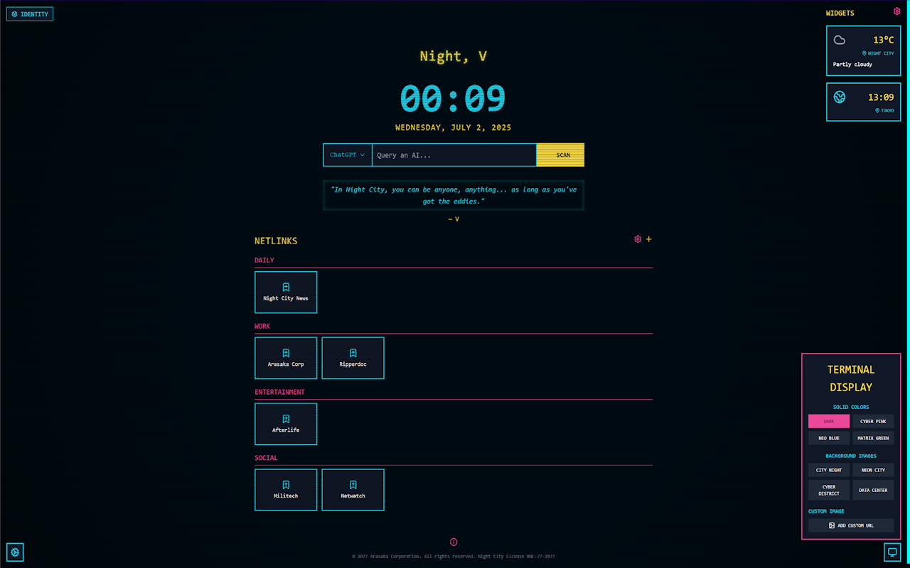 Cyberpunk 2077 Themed Homepage - 截图 3