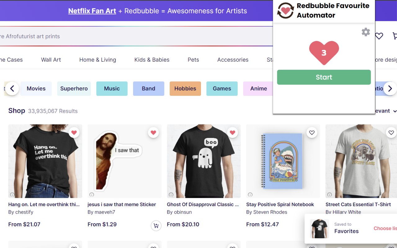 Redbubble Favorite Automator - 截图 1