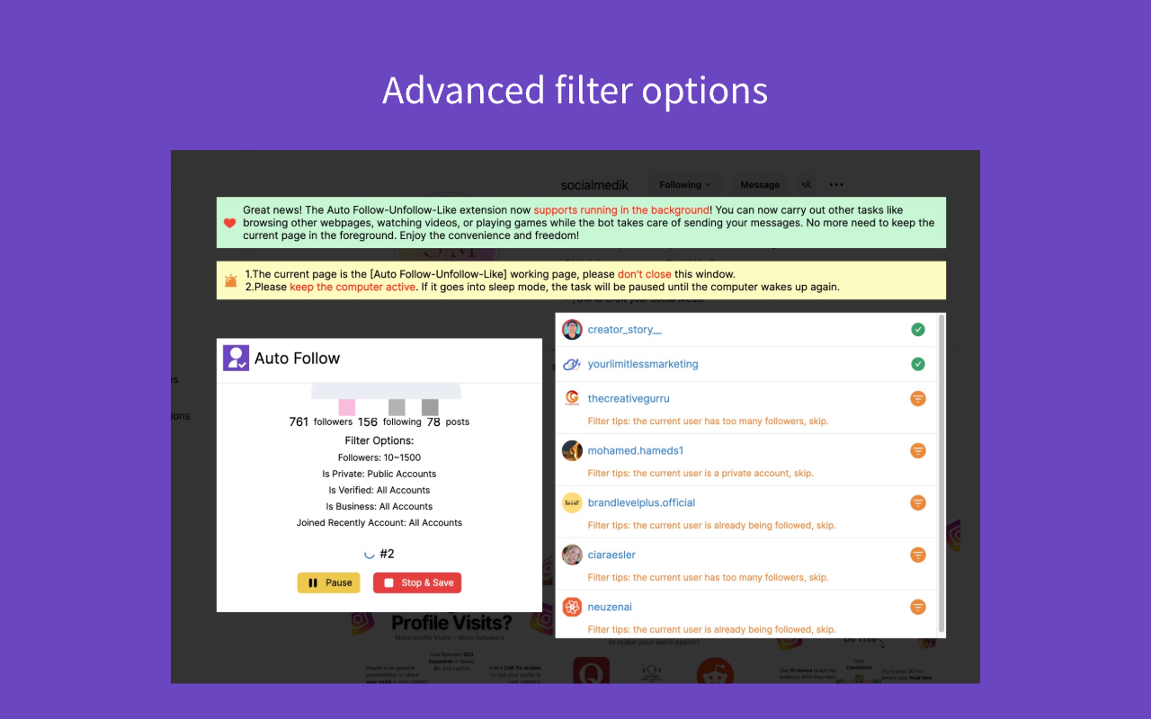 Ins Follow - Ins Auto Follow Unfollow - 截图 2
