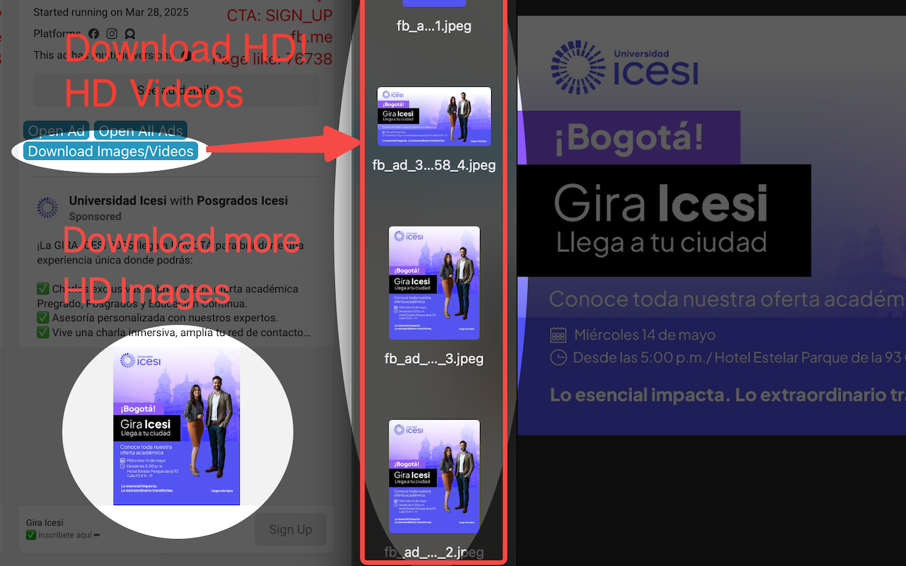 Facebook Ad Library Insights - Filter ADs,Download HD-Videos - 截图 1
