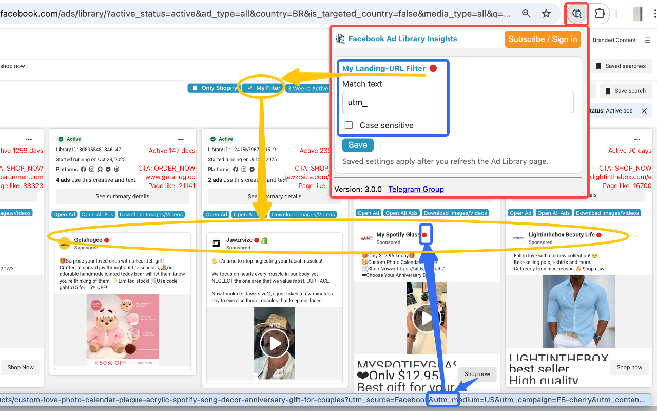 Facebook Ad Library Insights - Filter ADs,Download HD-Videos - 截图 2