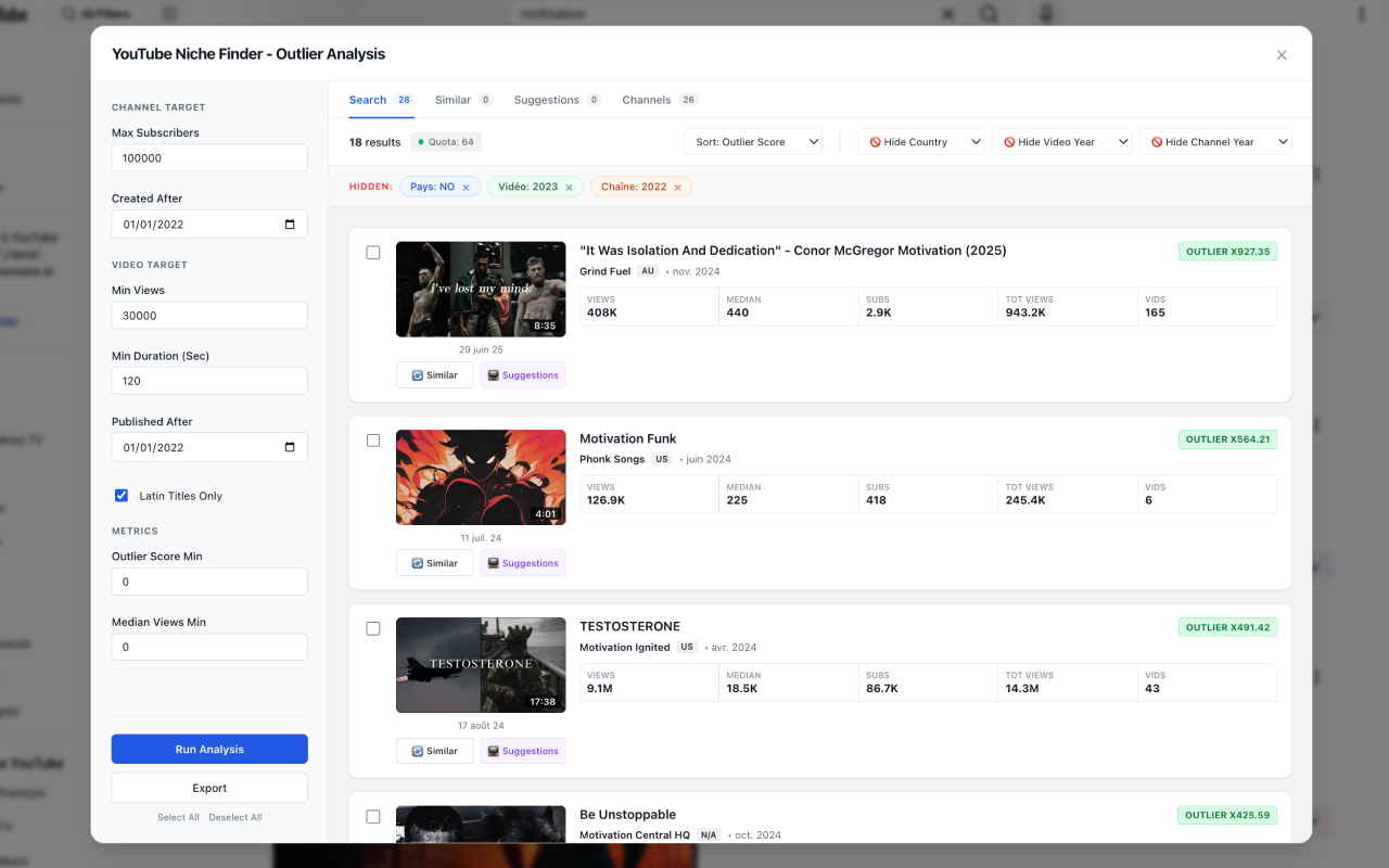 YouTube Niche Finder - 截图 3