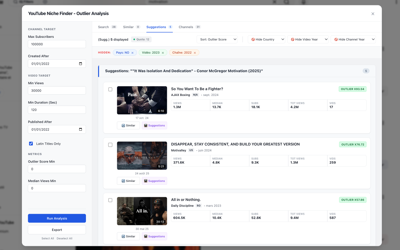 YouTube Niche Finder - 截图 5