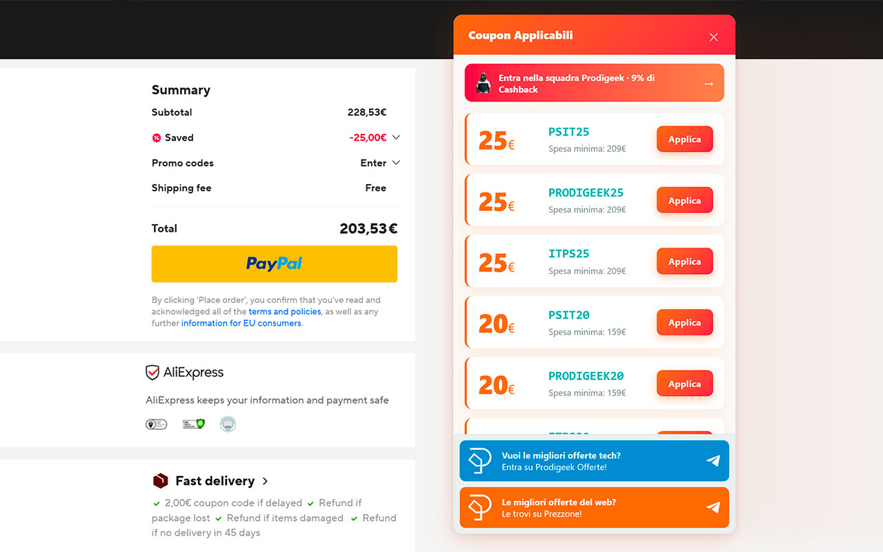 Aliexpress Prodigeek Coupons - 截图 1