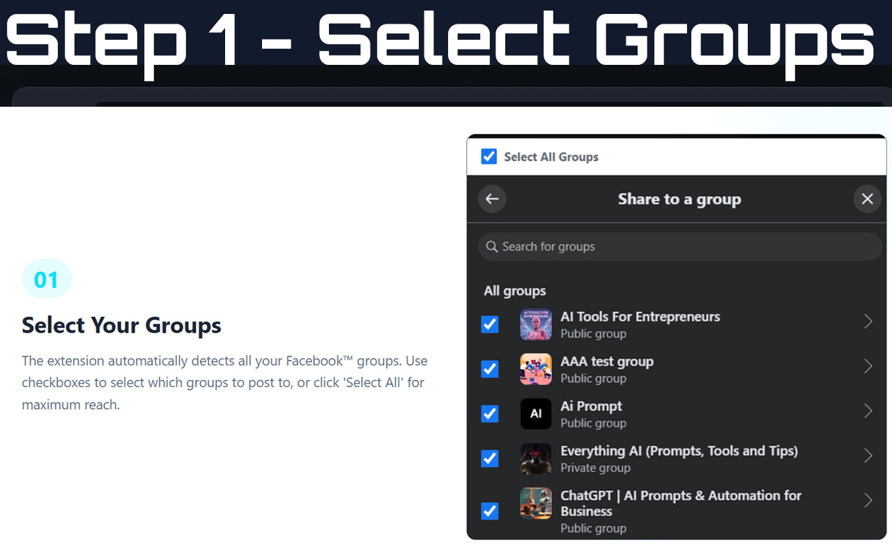 Share Post to Multiple Facebook™ Groups | Multiple Group Share Assistant - 截图 1