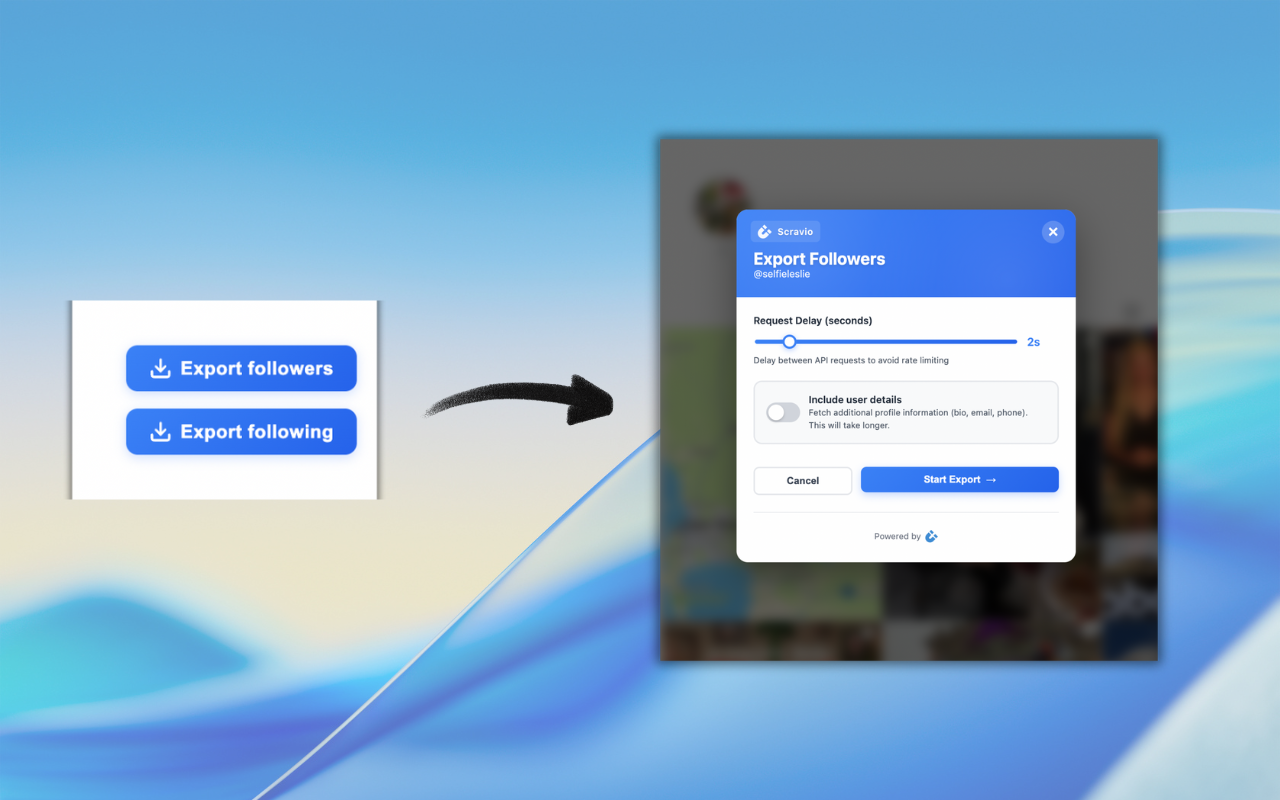 IG Follower Export Tool – Unlimited Free Exports by Scravio - 截图 2