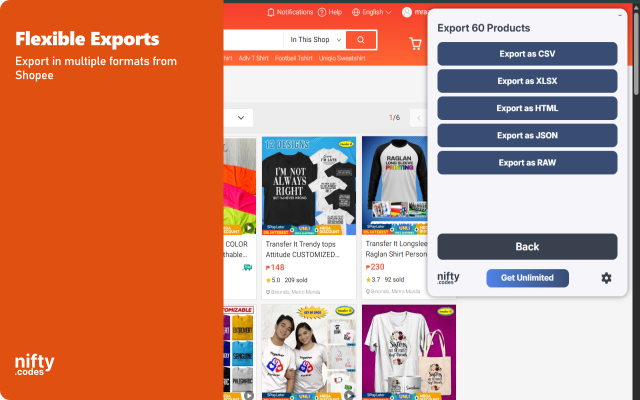 S-Market Scraper:导出产品、评论、商店及更多 - 截图 2