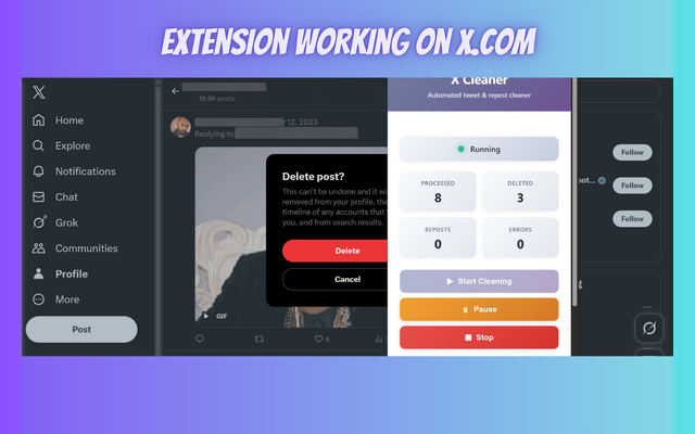 X (Twitter) Posts & Retweet Cleaner - 截图 4