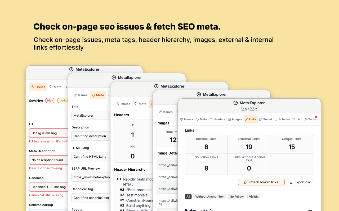 Meta Explorer - SEO Meta and On-Page SEO tools - 截图 2