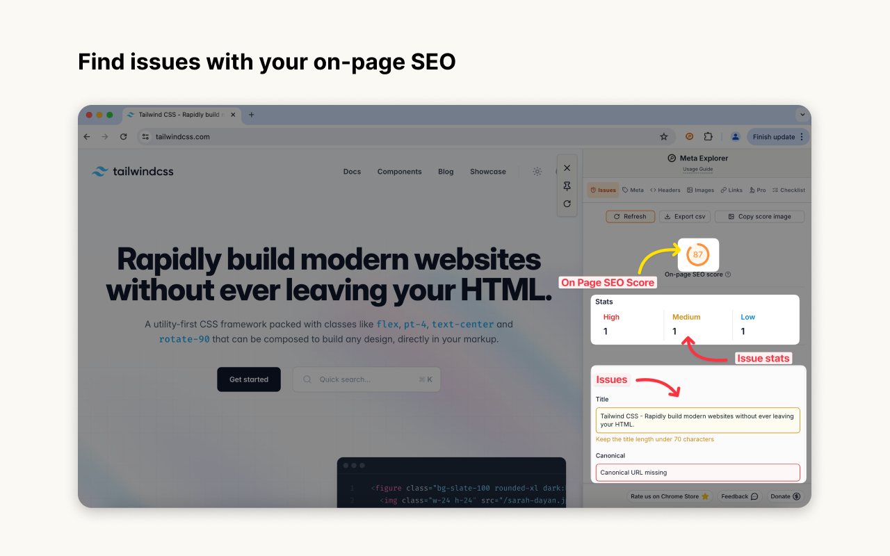 Meta Explorer - SEO Meta and On-Page SEO tools - 截图 3
