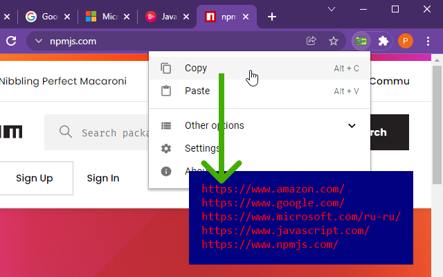 Copy/Paste Tabs URLs - 截图 3