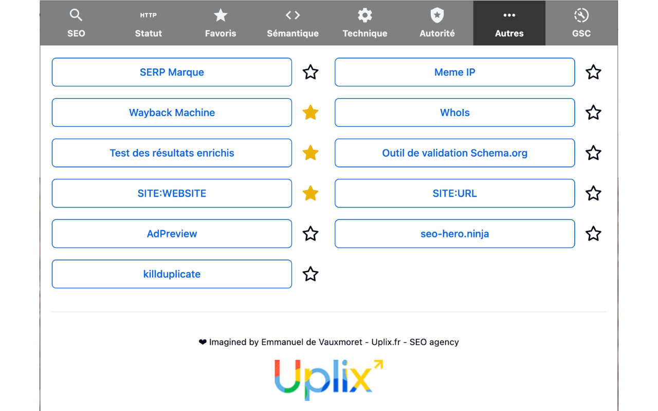 Extension SEO Chrome by Uplix.fr - 截图 1