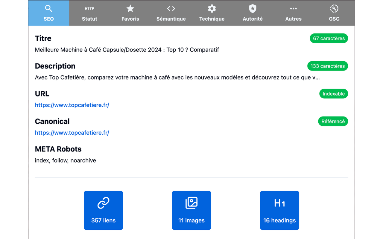 Extension SEO Chrome by Uplix.fr - 截图 3