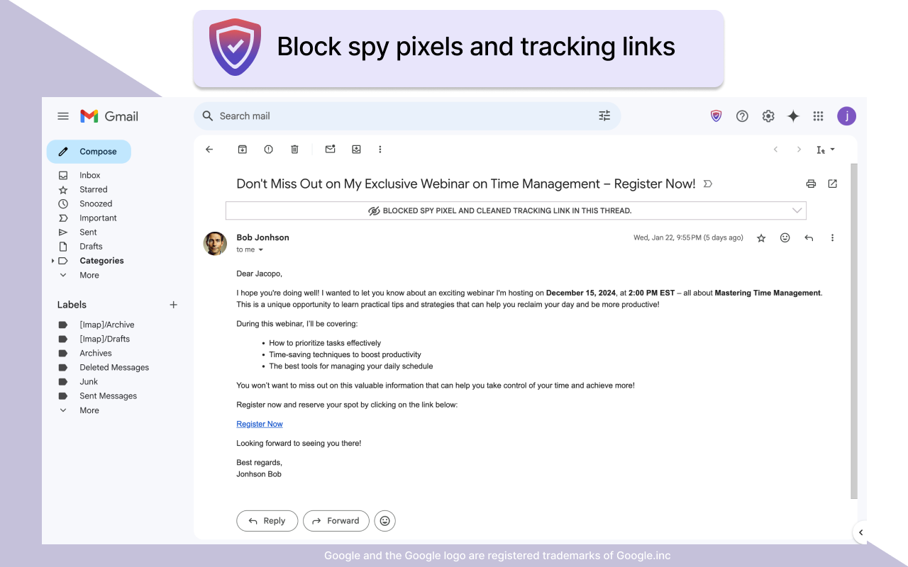 Gblock — Block email tracking in Gmail - 截图 2