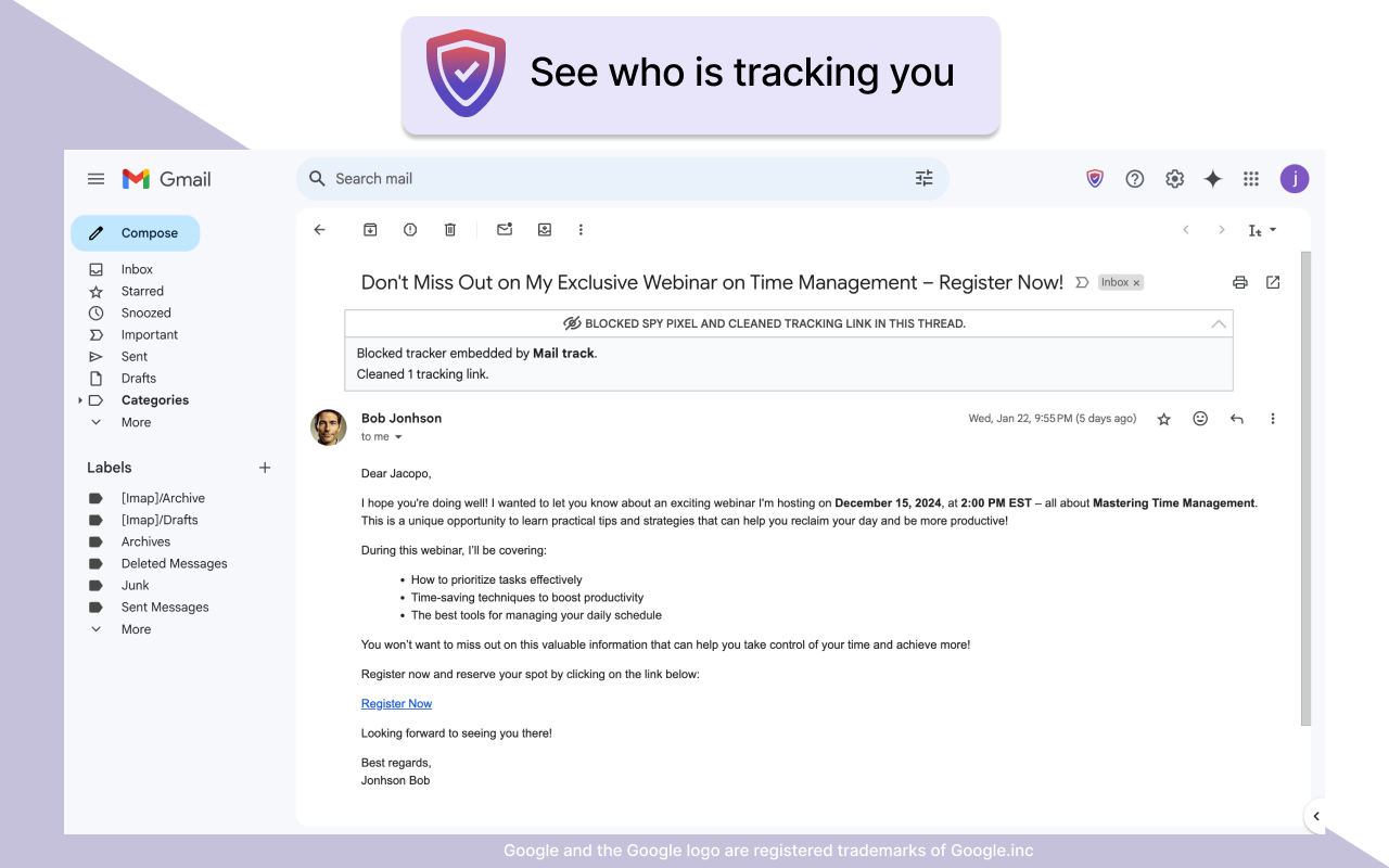 Gblock — Block email tracking in Gmail - 截图 3