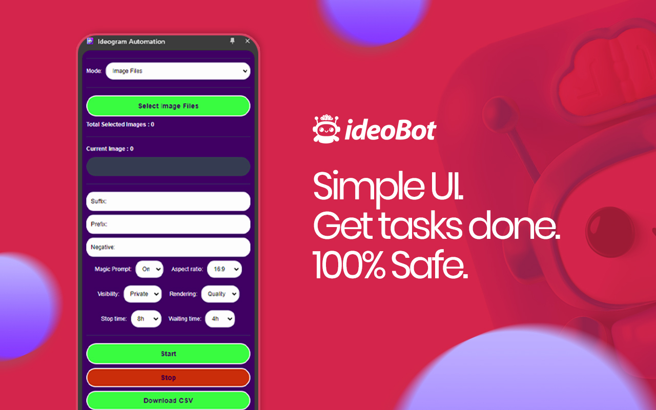 Ideobot: Ideogram Ai bulk image genaration Automation - 截图 3