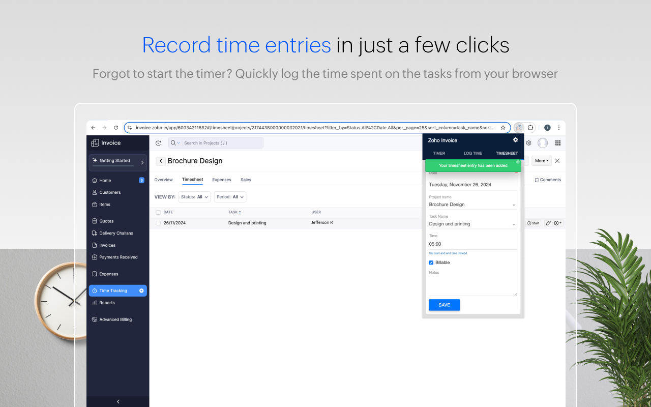 Zoho Invoice Timer - 截图 1