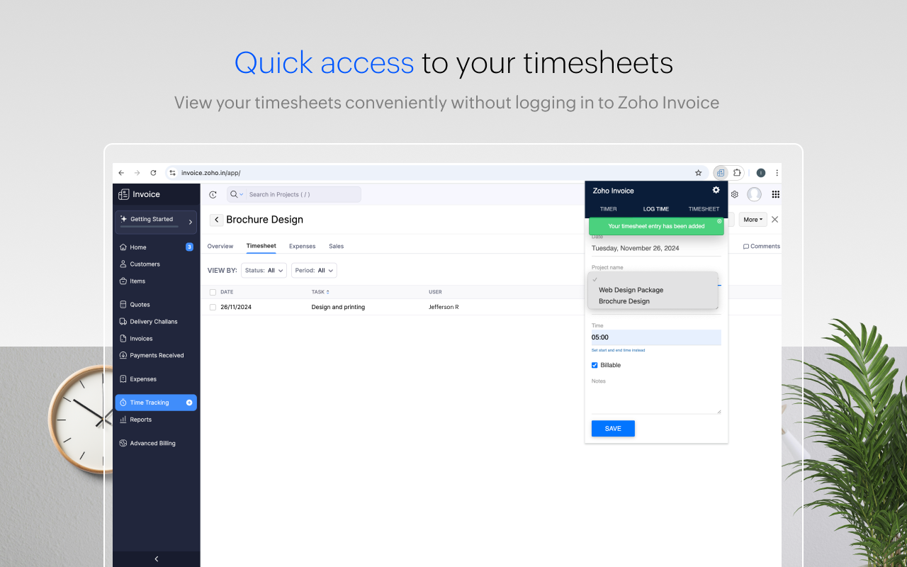Zoho Invoice Timer - 截图 2