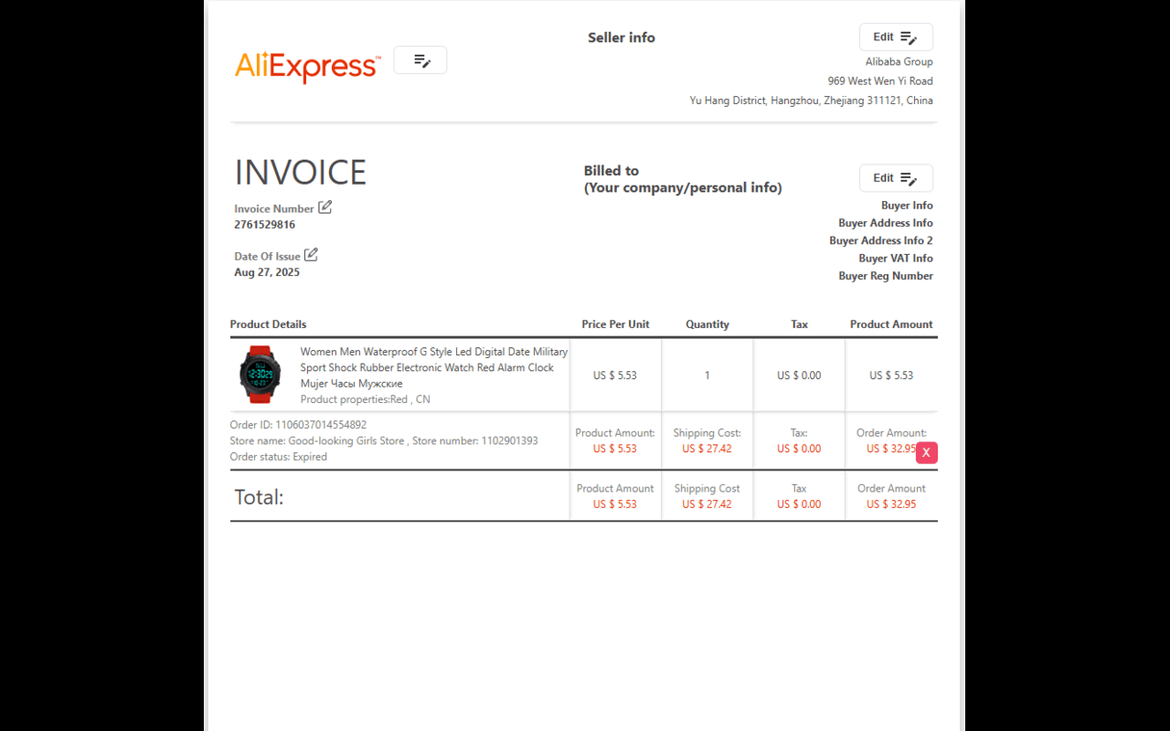 Ali Invoice - Download Aliexpress Invoice - 截图 2