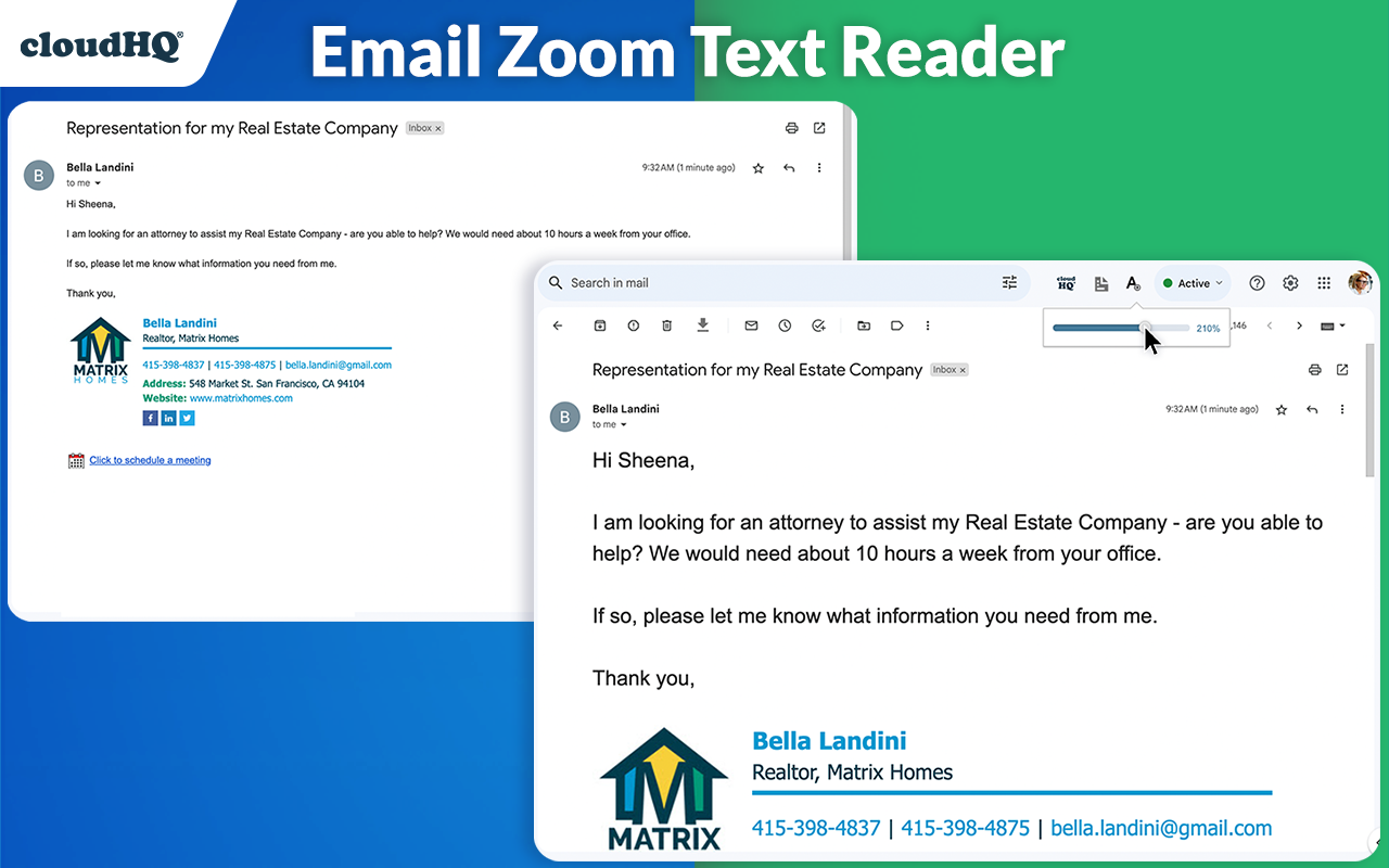 Email Zoom Text Reader by cloudHQ - 截图 2