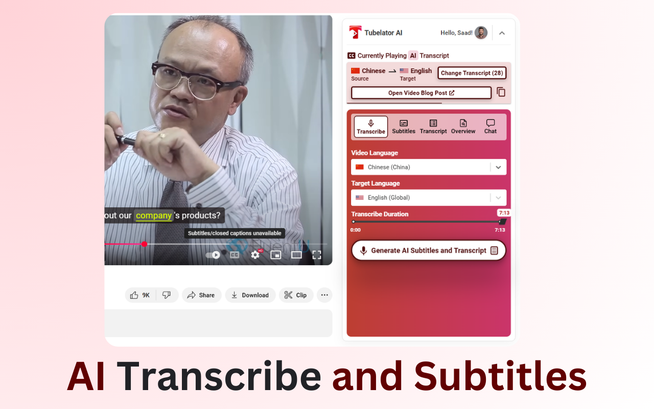 Tubelator: AI Subtitles, Summaries & Transcript Export for YouTube - 截图 2